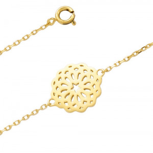 Bracelet fleur ajourée en plaqué or