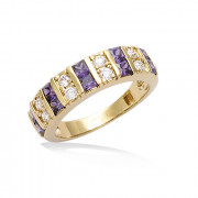 Achat Bague améthystes et oxydes en plaqué or