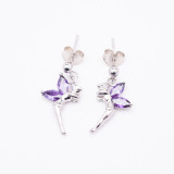 Boucles d'oreilles argent elfe oxydes mauve