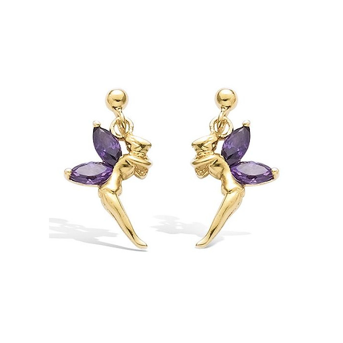 Achat Boucles d'oreilles elfe avec amethyste en plaqué or