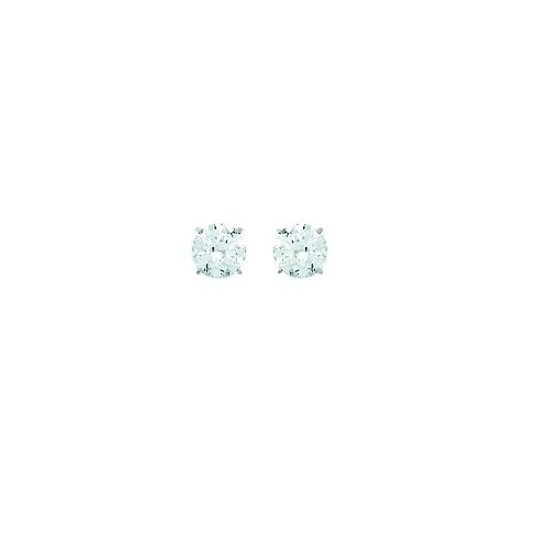 Boucles d'oreilles OR blanc 750/1000e oxydes zirconium D.4mm 0.40grs 