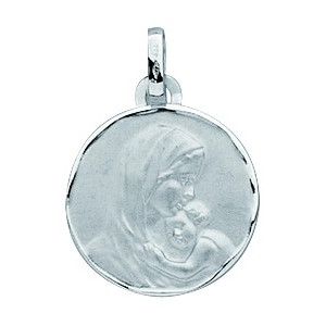 Médaille vierge or blanc 750/1000e  ronde 15mm 1.45grs 