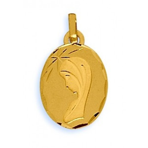 Médaille vierge or 750/1000e  ovale 12x16mm 1.20grs 