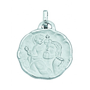 Médaille saint-christophe Or blanc 750/1000e ronde D.17mm 2.20grs 