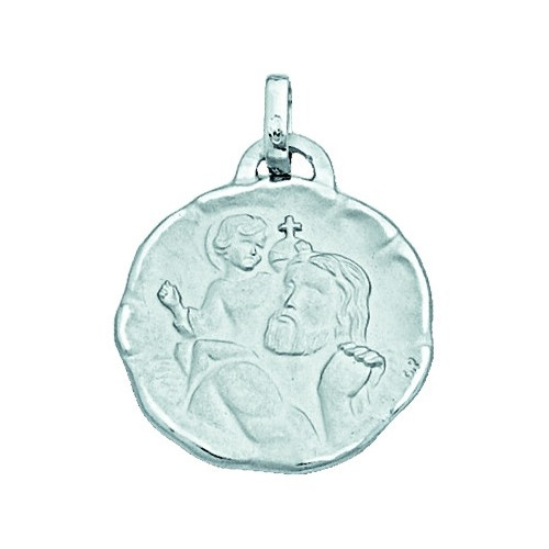 Médaille saint-christophe Or blanc 750/1000e ronde D.17mm 2.20grs 