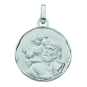 Médaille saint-christophe Or blanc 750/1000e ronde D.17mm 1.95grs 