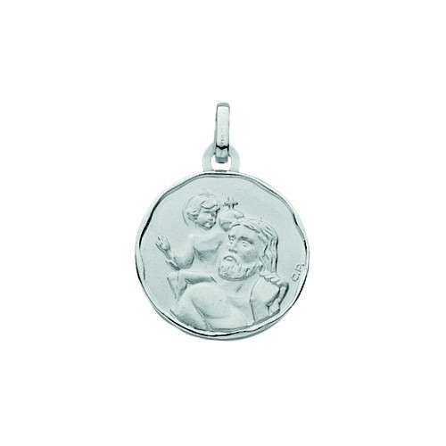 Médaille saint-christophe Or blanc 750/1000e ronde D.17mm 1.95grs 