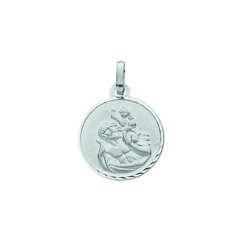 Médaille saint-christophe Or blanc 750/1000e ronde D.14mm 1.30grs 