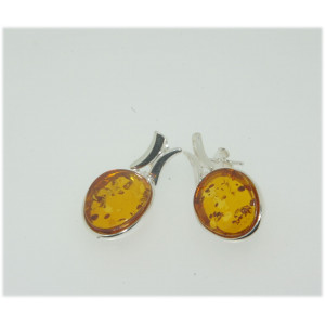 Boucles d'oreilles ambre cognac argent 925/1000e 5.20grs