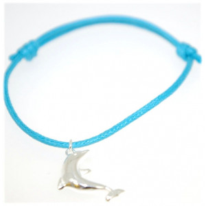 Bracelet cordon réglable avec motif argent dauphin 