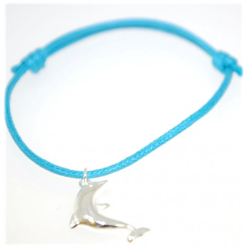 Achat Bracelet cordon réglable avec motif argent dauphin 