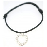 Bracelet cordon avec motif argent coeur 