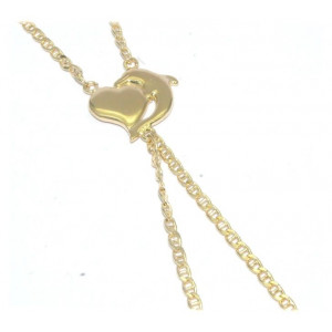 Bracelet de doigt plaqué or avec motif dauphin+coeur