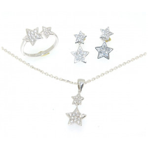 194 MATERIA parure boucles doreille papillon-pendentif argent rhodium plaqué-box#31 