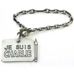 Porte clés argent "Je suis Charlie"