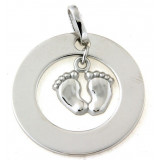 Pendentif rond avec petits pieds pendants 