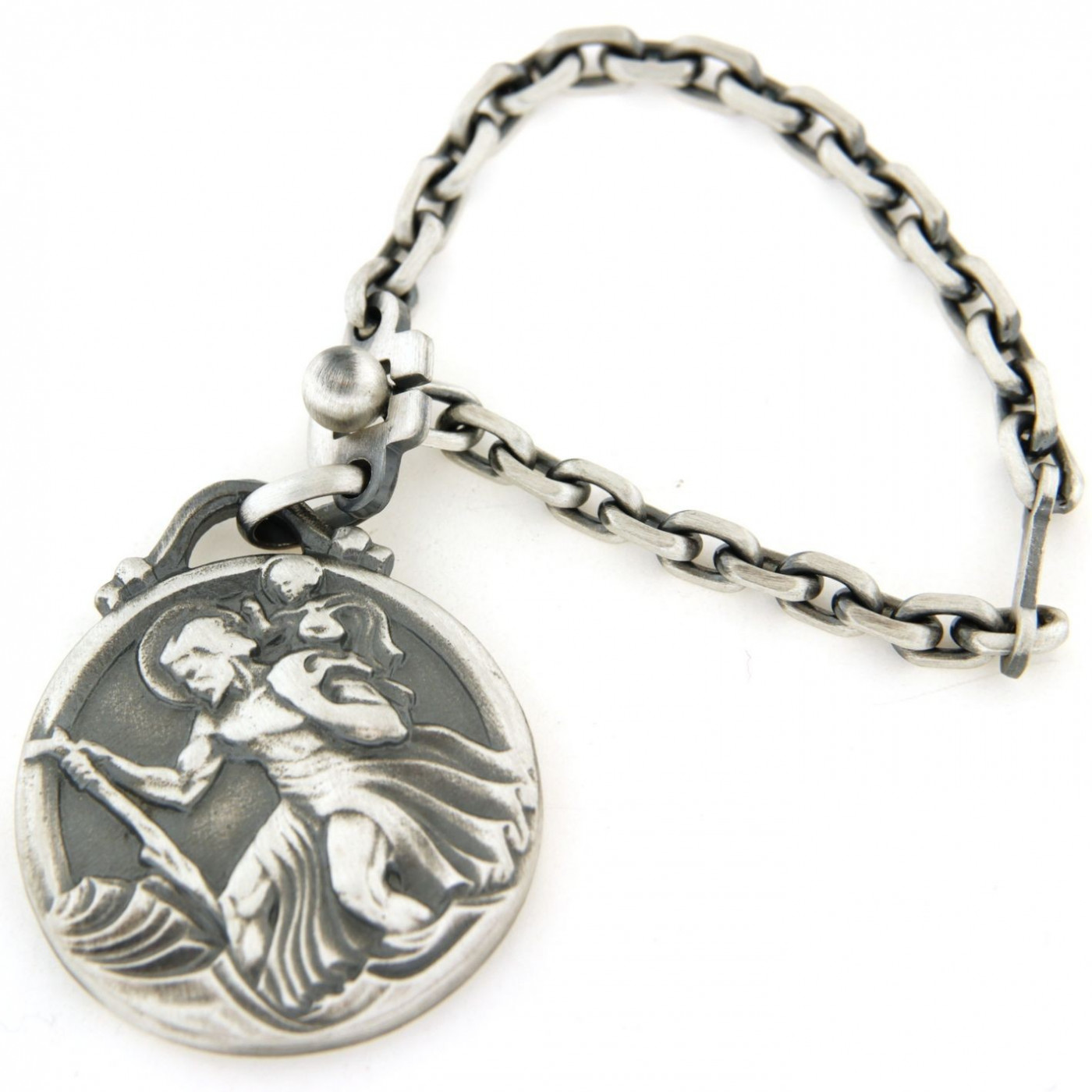 Porte-clefs argent Saint Christophe