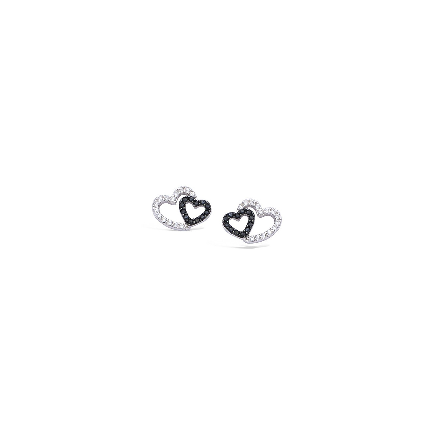 Boucles d'oreilles en Argent motif Coeur et Chat - La BoutiK du Chat