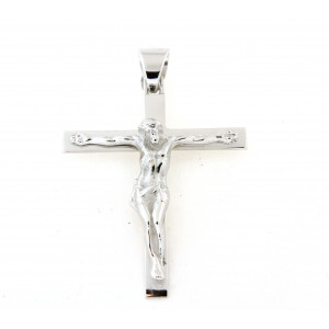 Croix argent massif avec christ 6cm
