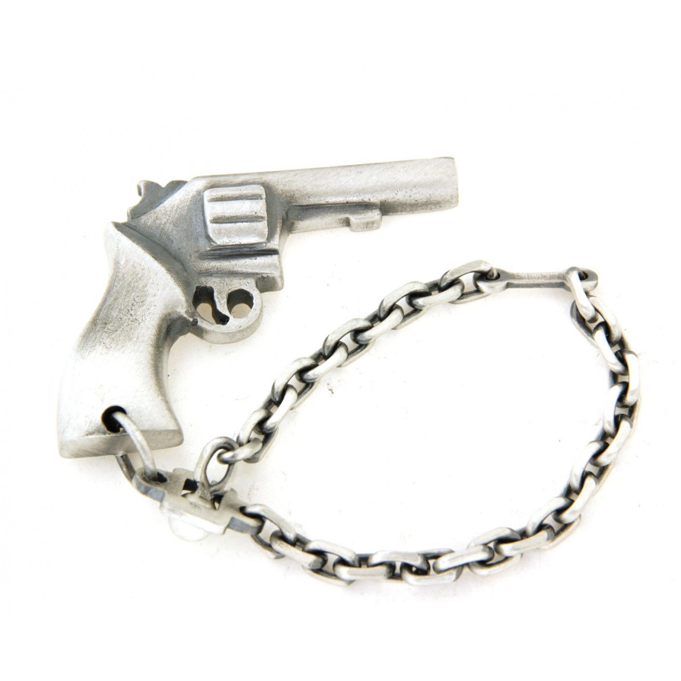 Porte clés pistolet en argent