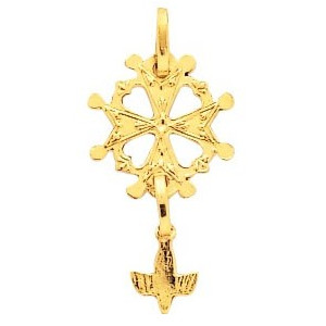 Pendentif croix huguenote en or