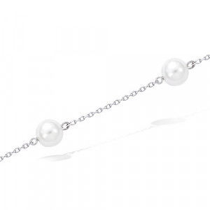 Bracelet en argent avec perles blanches