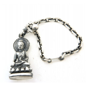 Porte clés argent vieilli bouddha