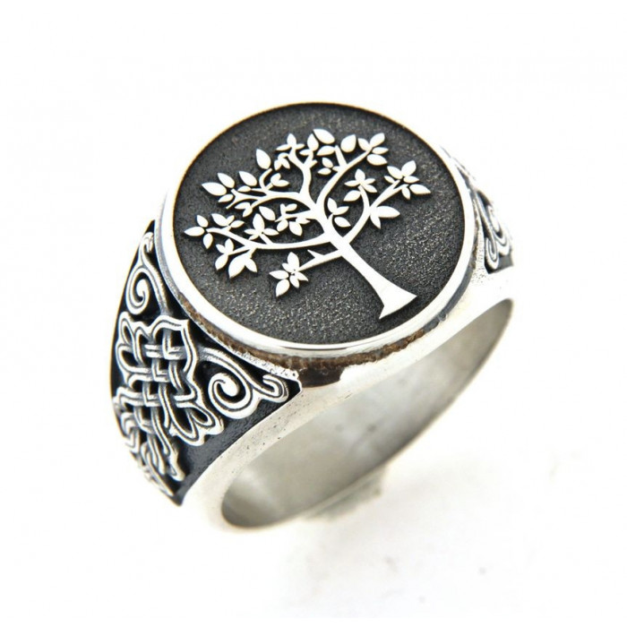 Chevaliere arbre de vie en argent