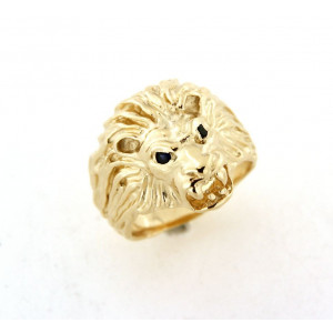 Chevalière tete de lion avec rubis en or