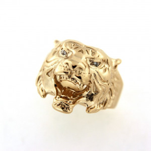 Chevalière tigre en or avec diamants