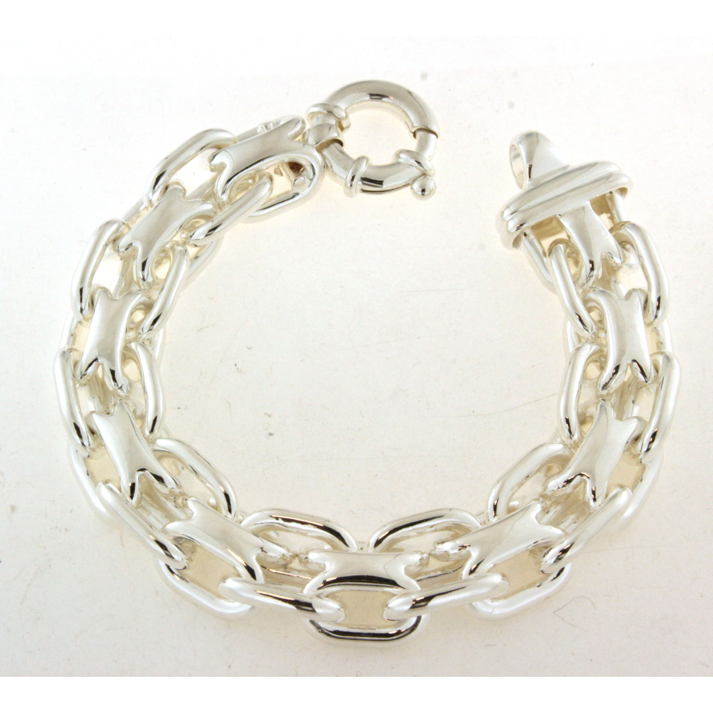 Bracelet argent massif maille de mouillage