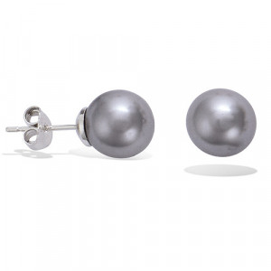 Boucles d'oreilles argent avec perle grise synthétique