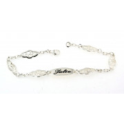 Achat Gourmette argent motif ancien avec prénom