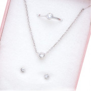 Achat Parure de bijoux solitaire oxyde en argent